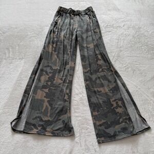 5th Ray Camouflage Wide Leg Palazzo Pants Women Small Split Leg Lounge